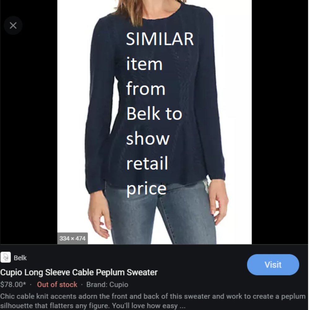 Cute comfy cable knit mock neck peplum hem sweater - Picture 4 of 4